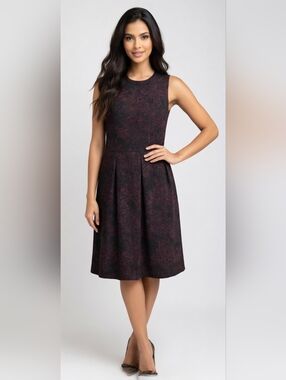 Nwt Sleeveless Black & Burgundy Fit-and-Flare Dress (SIZE:XXL)